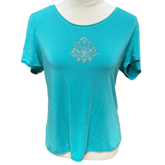 GreenTea Teal Women’s XL Short Sleeve Tee Shirt Fits like Large - Picture 1 of 8